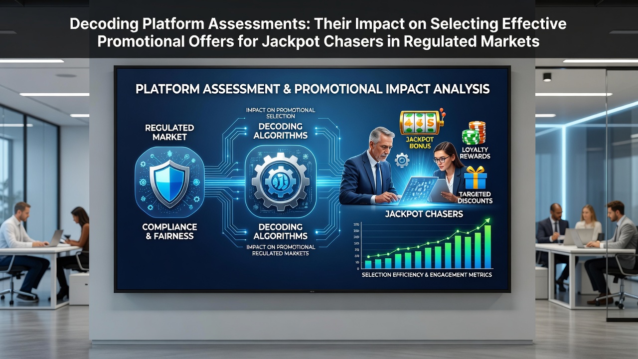 Visual representation of platform assessment metrics influencing promotional selections in regulated gaming environments