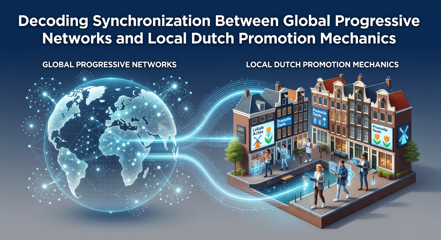Illustratie van wereldwijde progressieve jackpot netwerken die synchroniseren met Nederlandse promoties