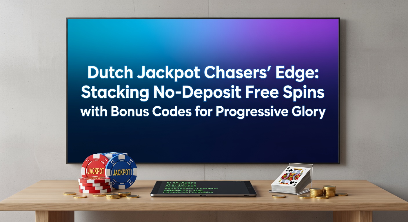 Nederlandse speler claimt no-deposit gratis spins op een progressieve jackpot slot, met bonuscode zichtbaar op scherm