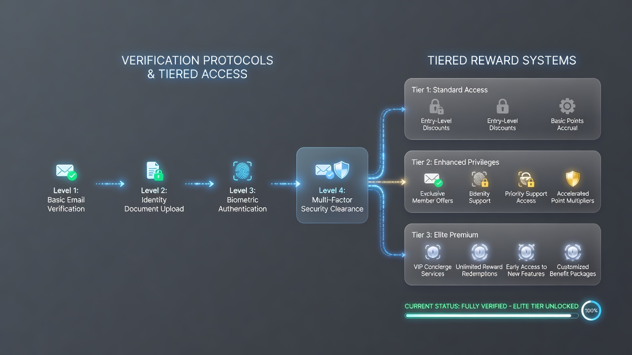 Grafiek van verificatieprocessen en beloningsniveaus op platforms
