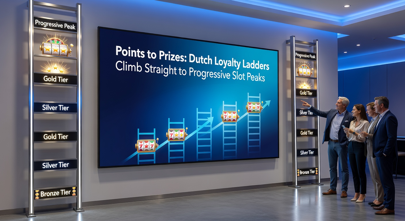 Voorbeeld van een Nederlandse speler die via een loyaliteitsladder een progressieve jackpot claimt, met een stralende pot op de achtergrond
