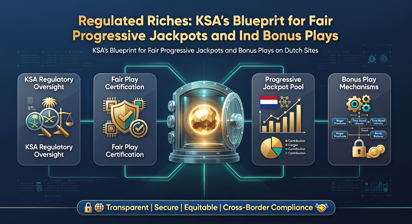Grafiek van KSA-regelgeving voor progressieve jackpots en bonusfuncties op Nederlandse goksites, met focus op transparantie en eerlijkheid