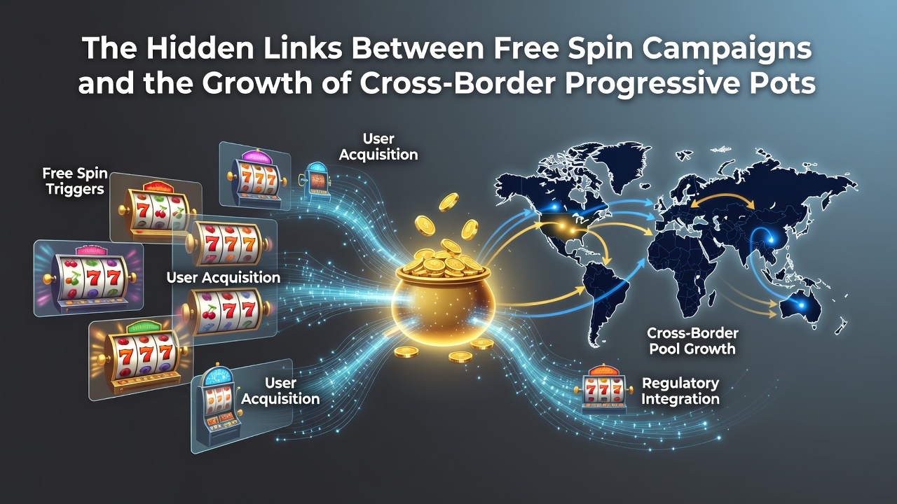 Grafiek die de groei van cross-border progressieve potten illustreert na free spin campagnes